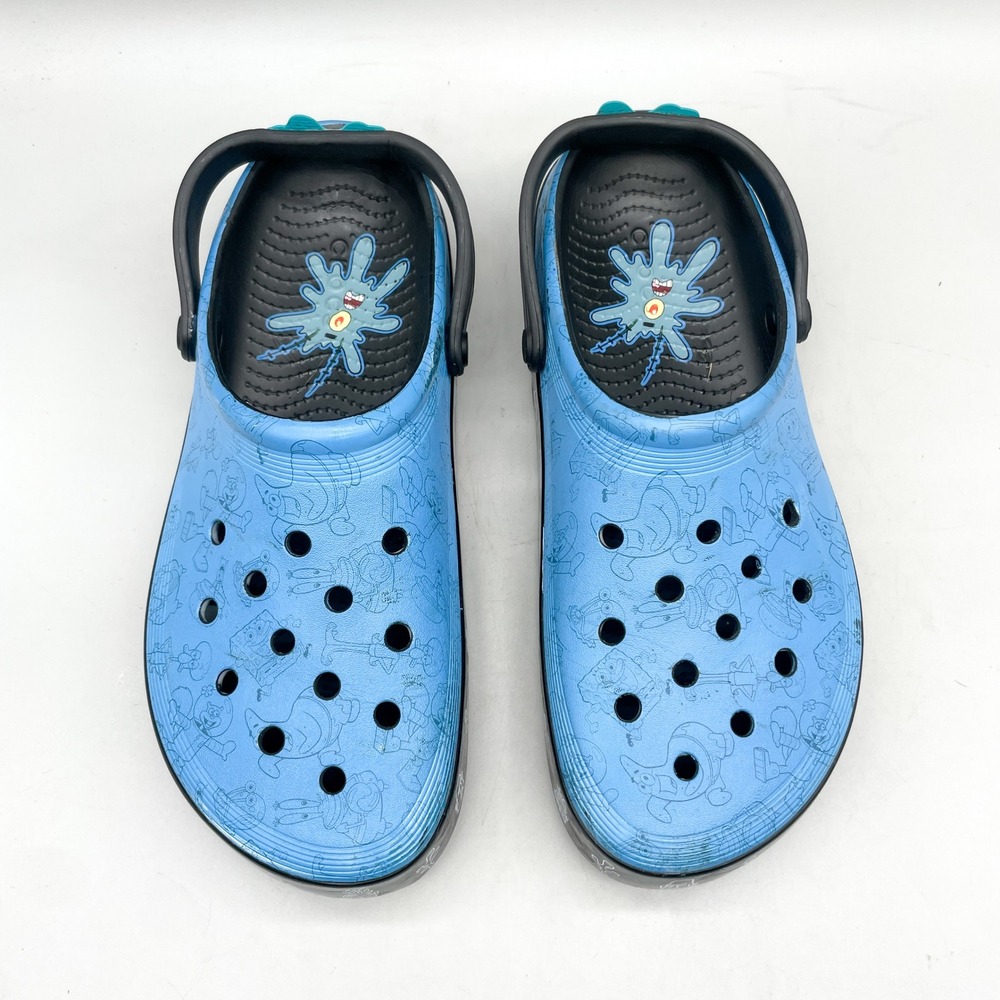 Crocs Mens 10 SpongeBob SquarePants Off Court Clogs Blue Black Platform Kidcore